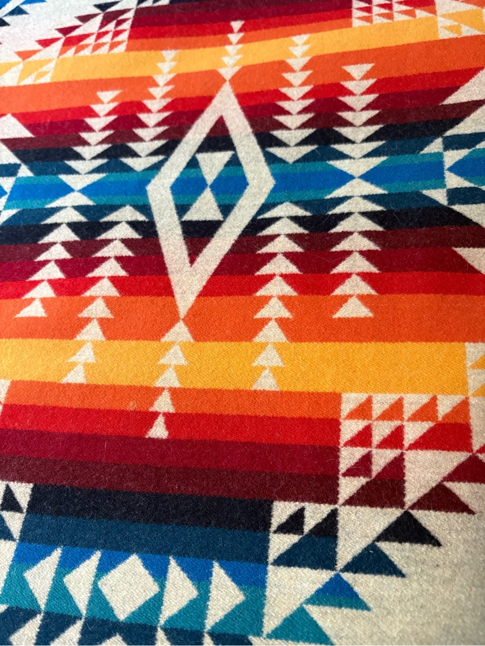 Pendleton Southwestern Diamond Stripe Throw - Red, Orange, Blue, Cream